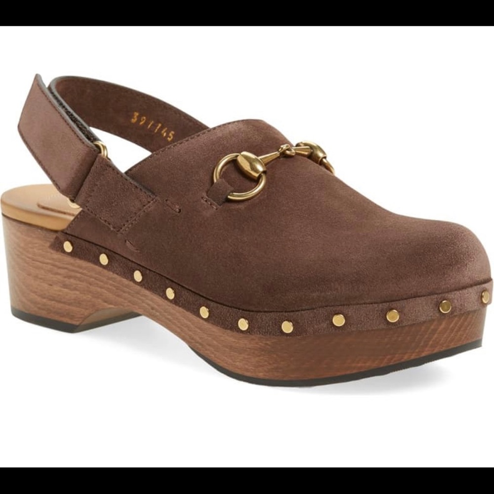 Gucci Amstel Suede Clog Maple Brown